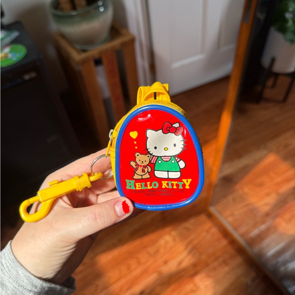 Rare 1994 Hello Kitty Blue and Yellow Mini Backpack Keychain Bag Charm